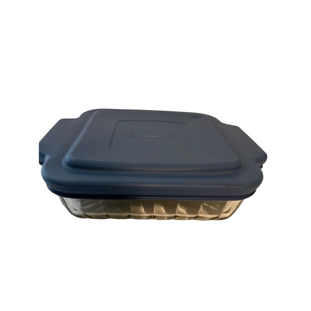 Anchor Hocking 8x8‎ Glass Baking Dish with Navy Blue Lid Square 2 Quart USA Made